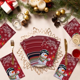 100PCS Christmas Snowman Paper Napkins,Christmas Guest Hand Towel Napkins, Decorative Christmas Dinner Napkins,Winter Snowflakes Cocktail Beverage Disposable Napkins for Xmas Party