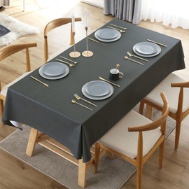 Newthinking PVC Table Cloth Wipe Clean Tablecloth Plastic Waterproof Table Protector, Rectangular Wipeable Tablecloths for Kitchen Picnic Outdoor Indoor - Dark Grey, 78x54in/198x137cm