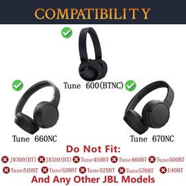 SOULWIT Cooling Gel Earpads Replacement for JBL Tune 600(T600BTNC 600BTNC)/660(T660NC 660NC)/670(T670NC 670NC) Headphones, Ear Pads Cushions with Ice Silk Fabric, Noise Isolation Foam - Black