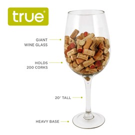 True Bordeaux Giant Wine Glass Holds 1.5 Gallons or 200 Wine Corks, Huge Glass Cups, Kitchen Decor, Home Decor, Kitchen Glassware, Set of 1