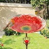 MUMTOP Solar Bird Bath for Outdoor, Glass Bowl Metal Stake