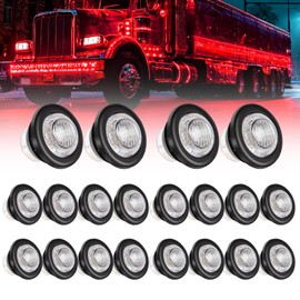 Wodvyss 20PCS 3/4" Strobe Flash+Steady Marker Lights Dual Function LED Trailer Side Clearance Tail Round Lights 12V Brake Stop Turn Signal Warning Lamps for Trailer Truck Bus ATV UTV Van RV (20 Red)