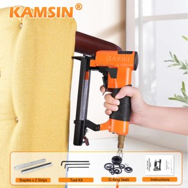 KN8016S 21 Gauge Pneumatic Upholstery Stapler for 80 Series Staples with 1/2"Crown Continuous Firing Mode Air Power Upholstery Staple Gun Fine Wire Stapler, DIY, Renovation, Furniture