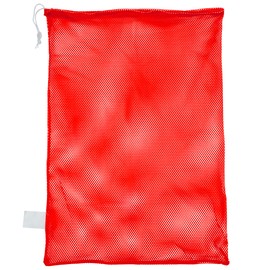 Champion Sports Mesh Sports Equipment Bag- Red, 24" x 36"- Multipurpose, Nylon Drawstring Bag w/ Lock and ID Tag, for Sports Equipment, Balls, Swimming Gear - Breathable Stuff Sack