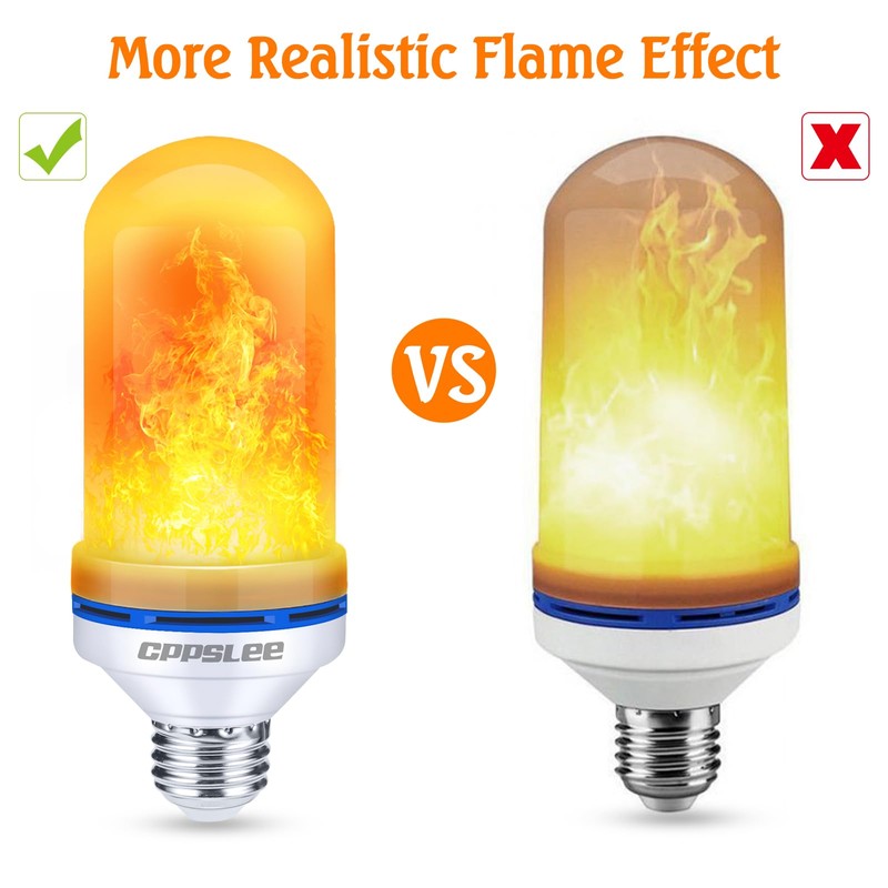 CPPSLEE Upgraded LED Flame Light Bulbs, 4 Modes Flickering Light