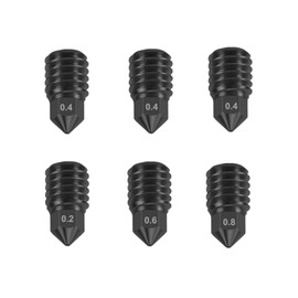 6 Hardened Steel Nozzles for Bambu Lab Printers, High Flow Wear Resistant Compatible with P1P/P1S/X1/X1C/X1E/Kobra 3 Combo/Adventurer 5M/5M Pro (0.2mm, 3X 0.4mm, 0.6mm, 0.8mm Sizes)