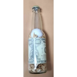 BALL Collectors Glass Bottle Golf ball & Tees $100 Fake Bill