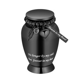 Small Cremation Urn for Ashes Human Adult Female Male Stainless Steel Mini Urn for Human Ash for Women Men Memorial Burial Funeral Decorative Urns for Ashes Keepsake,Black-Forever
