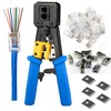 RJ45 Crimp Tool with Cat6 Pass through Shielded/transparent Connectors 20PCS