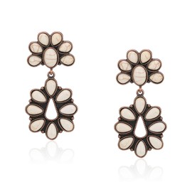 Rustic Couture's Western Turquoise Earrings Boho Vintage Country Statement Jewelry RCE-1118WT