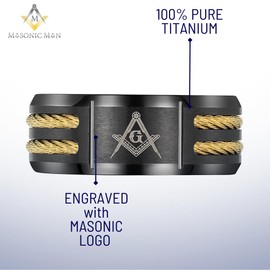 Willis Judd MasonicMan Mens Titanium Freemason Masonic Ring Latin Engraving Inside Size 8.5 Style 2, Non-Precious Metal, No Gemstone