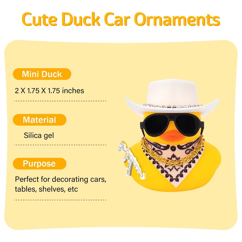 wonuu Rubber Duck Car Ornaments Duck Car Dashboard Decorations for