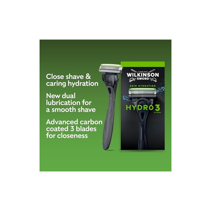 Wilkinson Sword Hydro 3 Razors for Men, Value Pack, Dual