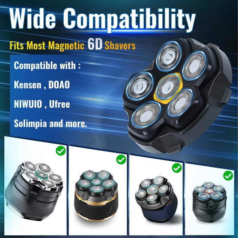 Magnetic 6D Shaver Replacement Heads, 2-Pack