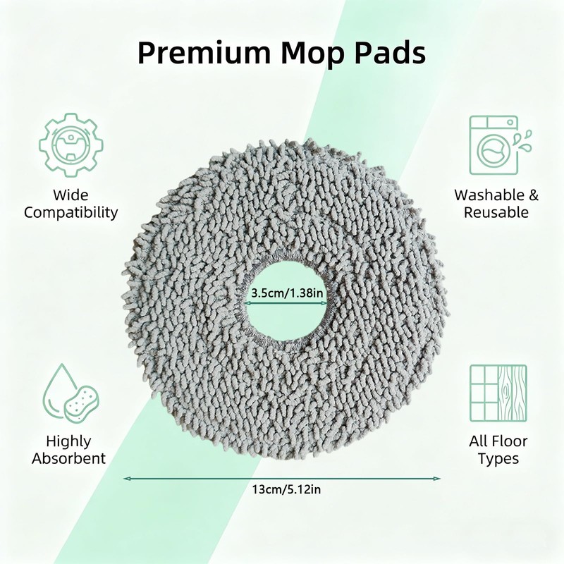 4 Pack Mop Pads for Roborock Q Revo, Qrevo S,