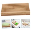 iplusmile Bamboo Soap Dish Set 2pcs Wave-Shaped Soap Holder Drainage