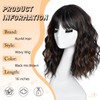 RUNM Short Bob Wavy Wigs for Women Black Mix Brown