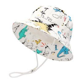 JUPSK Kids Bucket Hat, Unisex Child Summer Hat Wide Brim Sun Protection Hat, Foldable Beach Cap with Adjustable Chin Strap UPF 50+ Outdoor Play Hat for Baby Boys Girls Infant Kids Toddler