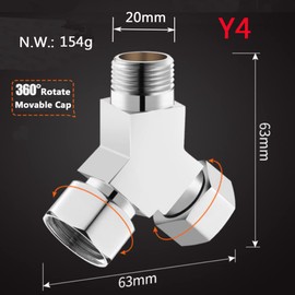 Add-A-Tee G1/2" Hose Connector Adapter for Angle Valve Adapter Shower Arms Toilet Bidet Sprayer Hose Fittings (3 Way Y4)