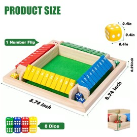 Magiho Wooden Dice Game, Classic Shut The Boxl with 2 Dice for Outdoor Activities, KTV, Travel, Parties or Pub Shut The Box Game