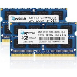 PC3-10600 DDR3 1333 8GB Kit (2x4GB) RAM PC3 10600S 1333MHZ 2Rx8 204-pin 1.5v 4GB Actualización de Memoria para portátil