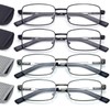 HIGHLIKE 4-Pack Reading Glasses Men, Metal Stainless Flex Readers with