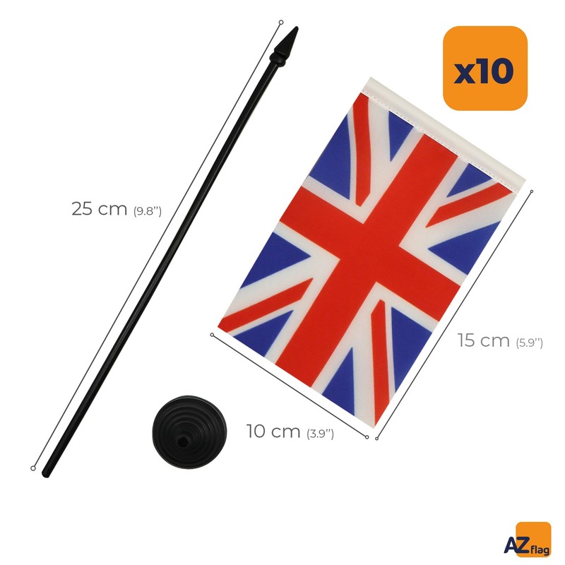 AZ FLAG Pack of 10 UK Table Flags - 6"