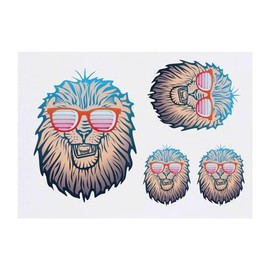 Azeeda 4 x 'Cooler Löwenkopf' Temporäre Tattoos - Wasserfest, Hautfreundlich & Ungiftig · Transfers in Verschiedenen Größen (TO00073542)