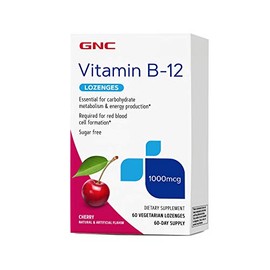 GNC Vitamin B-12 1000 mcg Lozenges, Cherry, 60 Lozenges, 60 Servings