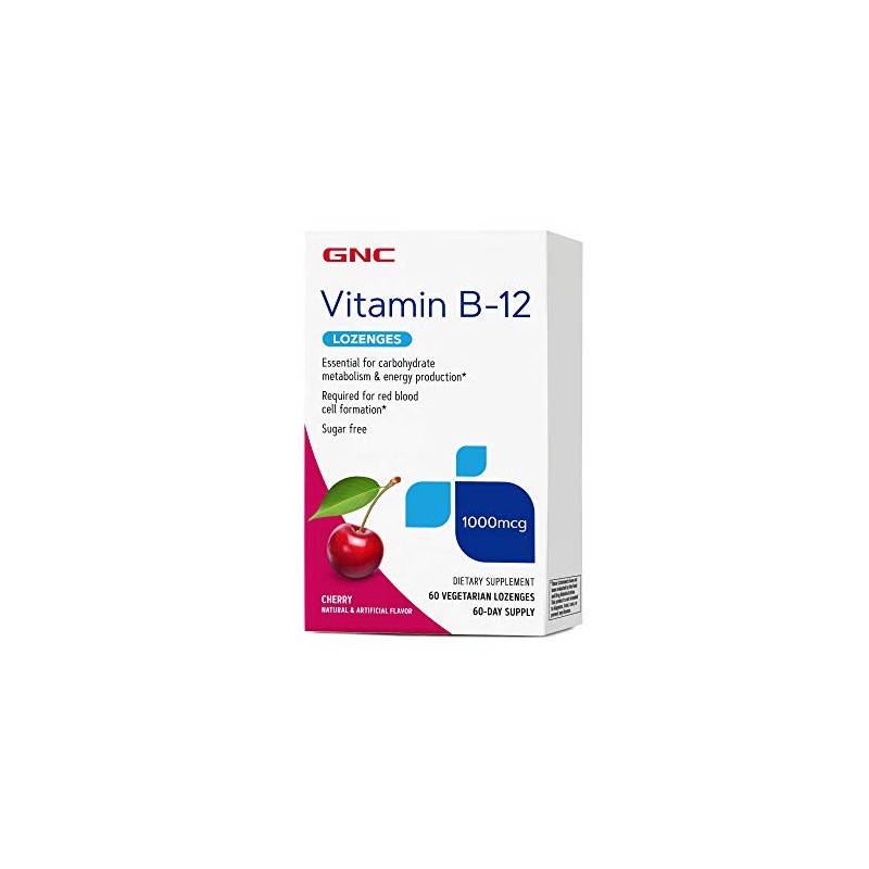 GNC Vitamin B-12 1000 mcg Lozenges, Cherry, 60 Lozenges, 60