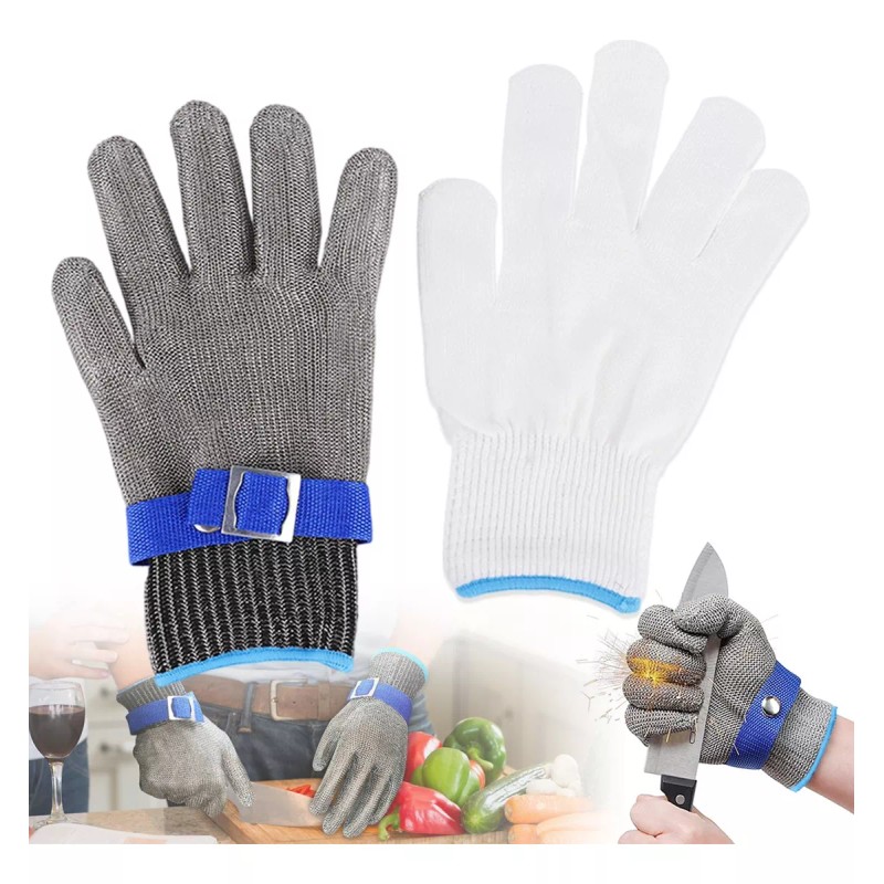 Cuero Guantes De Carnicero De Acero Inoxidable, Nivel 5 Anticortes