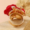 Flower Ring - Adjustable Red Statement Ring for Women Girls