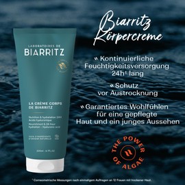 Laboratoires de Biarritz - La Crème de Biarritz - Body Cream - Nourishes and Hydrates 24h - Vegan Formula - Organic Certified - Made in France - 200 ml