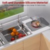 TOOVEM Farmhouse Sink Mat Drain Pad Protector 8.2"x12.5" Silicone Kitchen