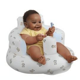 Inflatable Baby Seat for Babies 3 Months and Up, Built in Air Pump Baby Seats for Kids,Toddler, Blow Up Baby Chair with Back Support, Breathable Cover - Color: Bear head