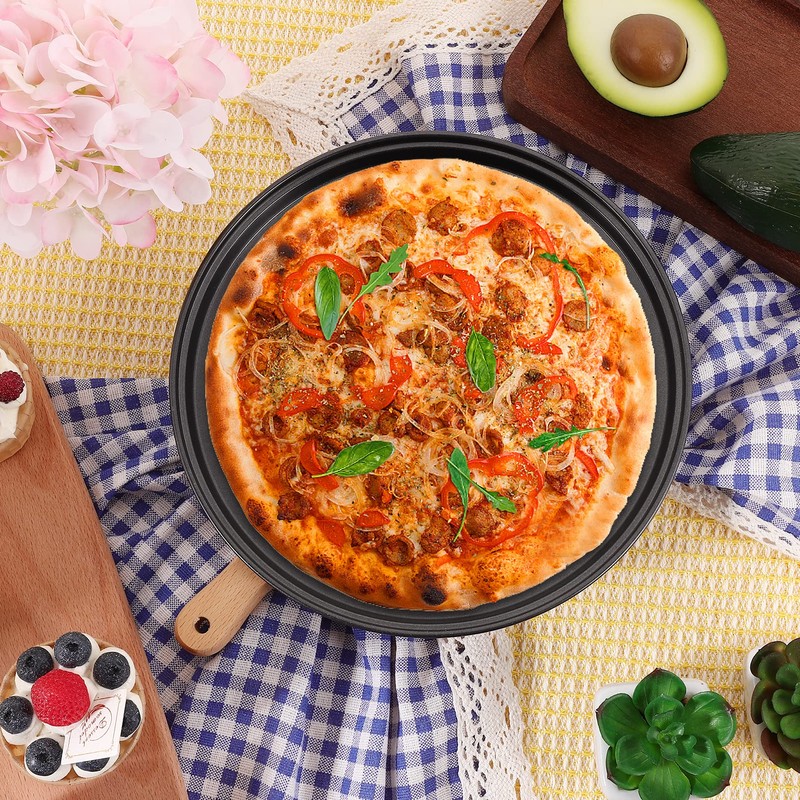 Vruomi 4Pcs Pizza Pan with Holes,Non-Stick Pizza Pan,Perforated Pizza Tray,Round