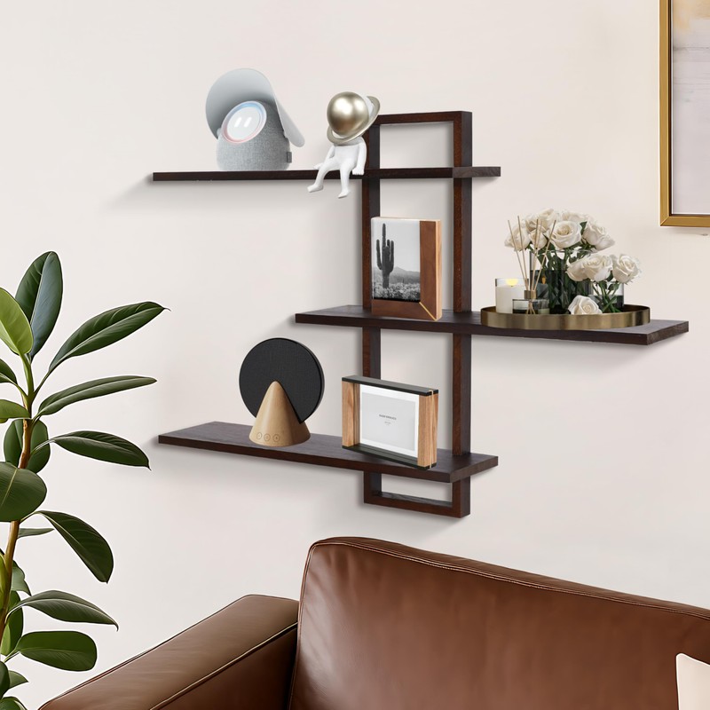 PHOENANCEE 3 Tier Wall Shelves,Decorative Floating Shelf for Wall,Plants Photo