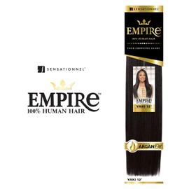 Sensationnel Empire yaki human hair - tangle free weaving for quick weave and sew in styles for faux highlights - 1 pack (28 inch, 1B OFFBLACK)