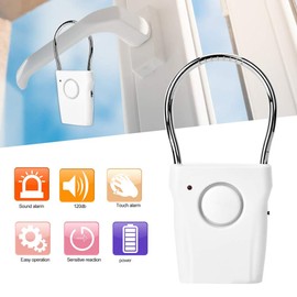 Door Handle Alarm, 120dB Touch Alarm, Vibration Triggered Entrance Alarm, Door Handle Detection Alarm, Window Burglary Alarm for Home Hotel Apartment Security