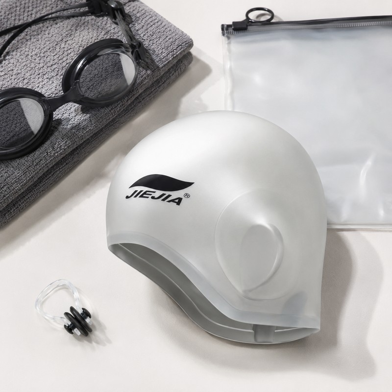 Silicone Swim Cap with Ear Protection for Swimming – Comfortable