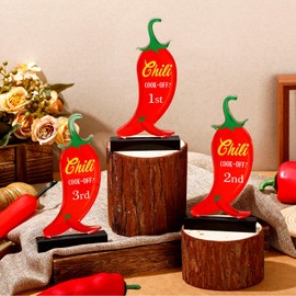Yousoontic 3 Pcs Chili Cook Off Trophies Acrylic Chili Pepper Trophy Medals 5.91 Inch Chili Cook Off Prizes 1st Place Gold, 2nd Place Silver, 3rd Place Bronze Chili Festival Award Decorations