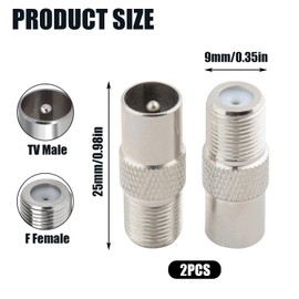 NEKAPLO TV Aerial Coaxial Cable Adapter - 2 Pcs F Socket Female to Coax Plug Male TV Aerial Connector Adaptor | F Connector to Coax Adapter | Coaxial Cable Connectors