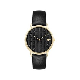 Lacoste Men's Crocorigin 3H Quartz Water-Resistant Fashion Watch with Black Leahter Strap, Model: 2011306