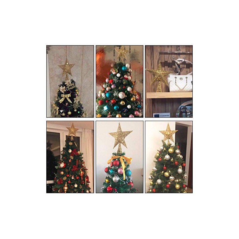 Christmas Tree Topper, Wire Gold Tree Star for Chirstmas Decoration