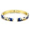 Women's Gold Bangle Bracelet, Blue Enamel Inlay with Elegant Swirls