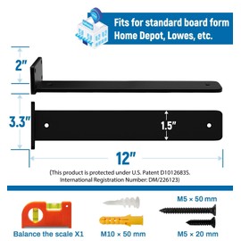 LEOPO 12 inch 6 Pack Floating Shelf Brackets, 1/5” Thick Heavy Duty Rustic Industrial Shelf Bracket, Floating Hidden Metal Bracket