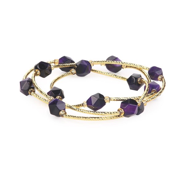 MetJakt Women's Stretch Bracelet Multi-Strand Coloured 8MM Gemstones Tahitian Pearls