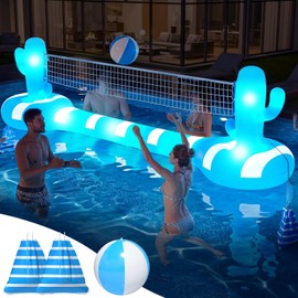 2026 Pool Volleyball Net With Lights,Inflatable Volleyball Net For Pool,Floating Swimming Game Toy for Kids&Adults,Solar pool Volleyball Set,Volleyball Net For Inground Pools,Water Sport Pool Party