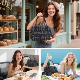 RHCPFOVR Insulated Lunch Bag for Women - Large Reusable Lunch Box Adult Work Leakproof Portable Cooler Tote Bags for Picnic Office Beach with Removable Strap