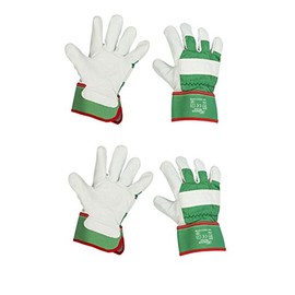 Keron Reinforced Leather Rigger Gloves Garden Gloves Work Gloves x 2 Pairs (Large)